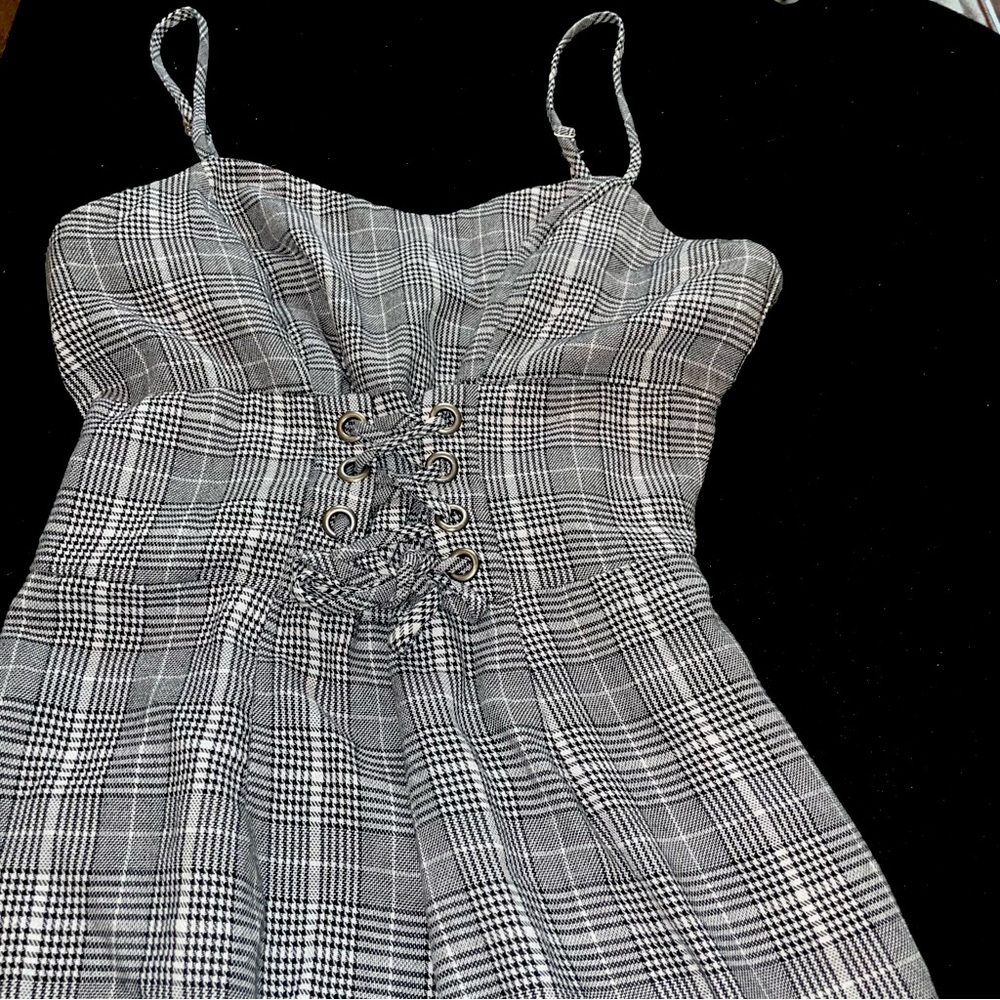 Wild Fable Black & White Plaid Mini Above-Knee Dress; small
